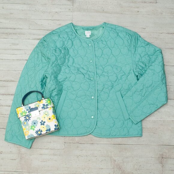 NWT J. Crew Lightweight Quilted Heart Jacket in Adventurine size S - Picture 3 of 15